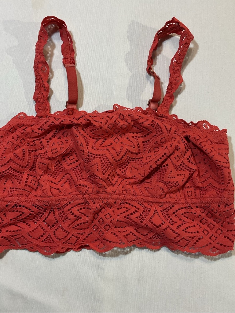 Aerie Scarlett/Rust Lace Spagetti Adjustible Straps Bralette, Size M